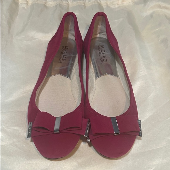 Michael  Kors  Kiera Bow Tow Ballet Flats,Deep Pink,Suede. - Picture 1 of 10